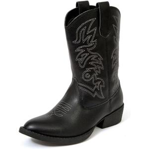 Deer Stags Ranch Kids’ Cowboy Boots, Dark Gray(Black)
