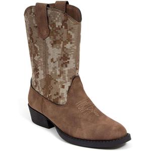 Deer Stags Ranch Kids’ Cowboy Boots, Dark Gray(Brown/Brown)