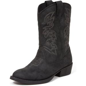 Deer Stags Ranch Kids’ Cowboy Boots, Dark Gray(Dark Grey)