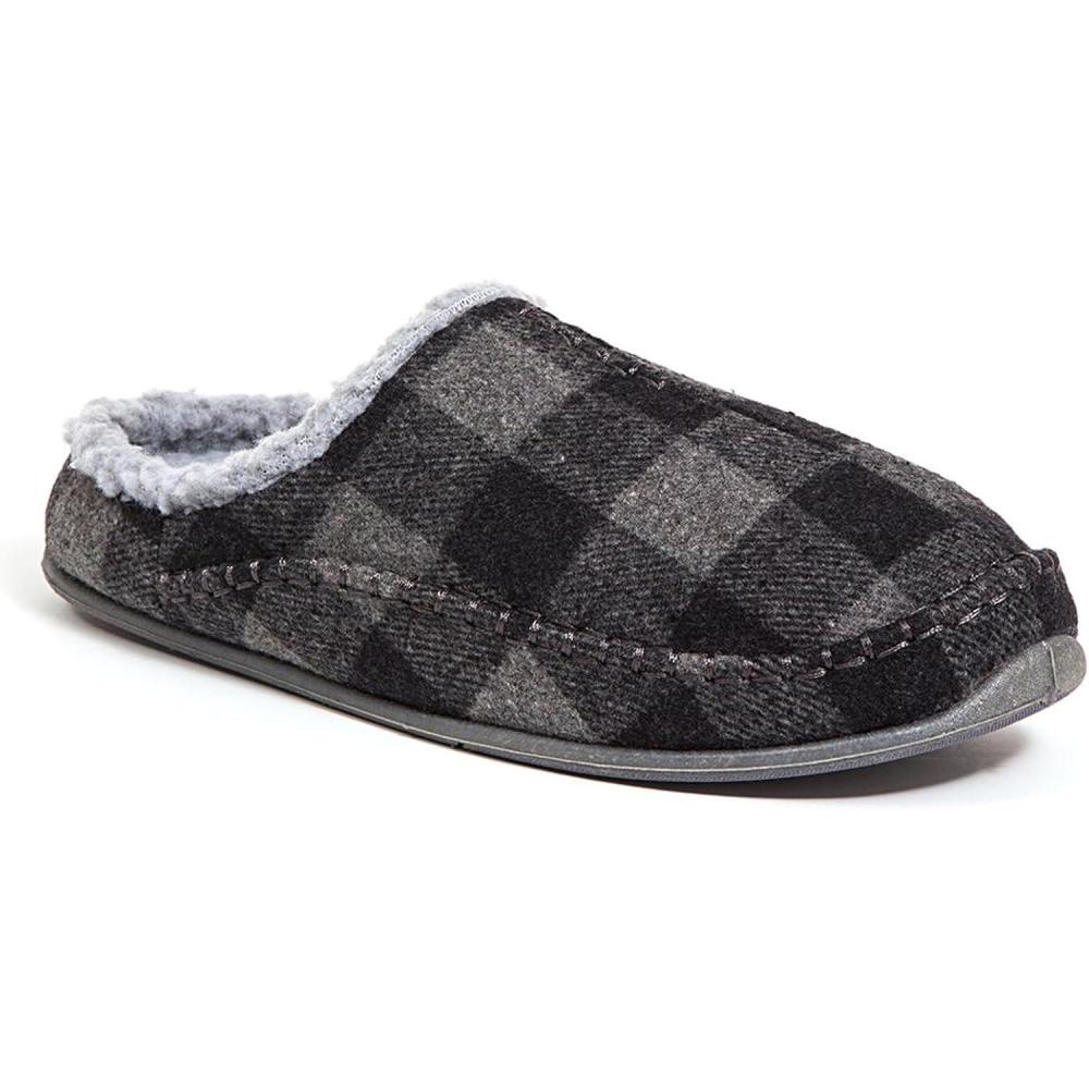 imageDeer Stags Mens Comfort SlippersGreyBlack Plaid