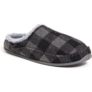 Deer Stags Men’s Comfort Slippers(Grey/Black Plaid)