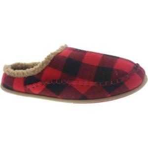 Deer Stags Men’s Comfort Slippers(Red-black-plaid)