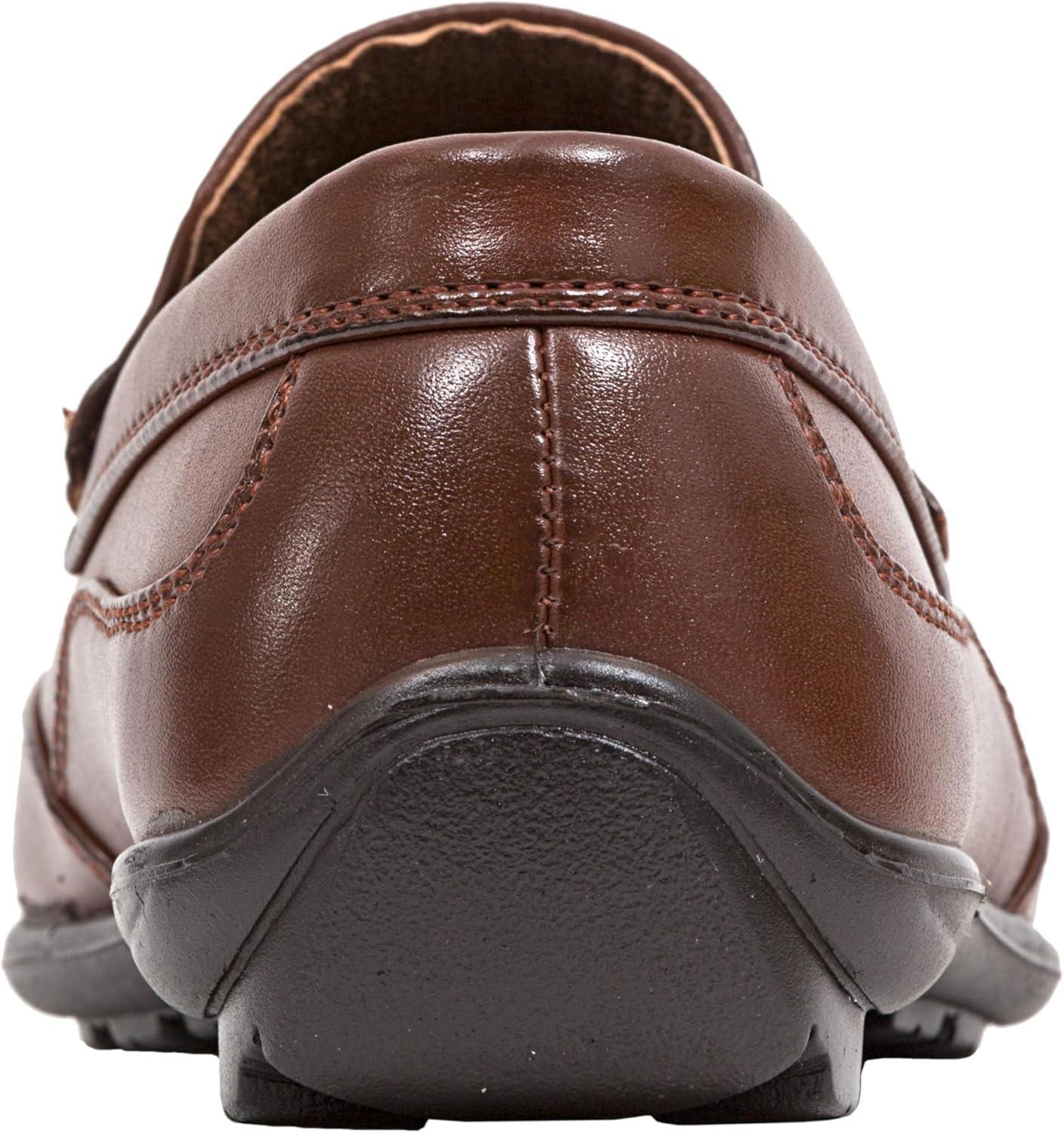 imageDeer Stags Boys Booster Driving Moc Style Dress Comfort LoaferDark Luggage