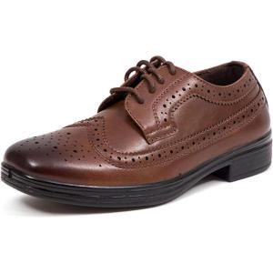 Deer Stags Boys’ Ace Formal Dress Shoes Wingtip Brogue Oxford for Church, School Uniform, Graduation/Luggage(Brown)
