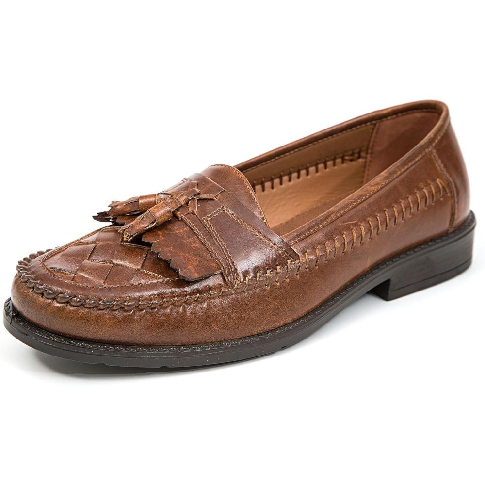 imageDeer Stags Mens Herman Kiltie Tassel Dress Loafer for Formal Dress Retro Look Work Casual Jet BlackCognac