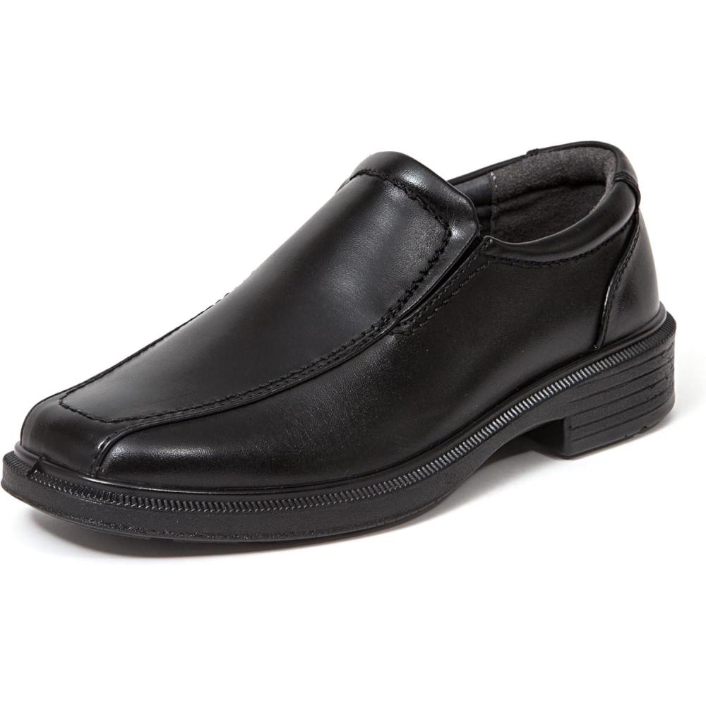 imageDeer Stags Boys Greenpoint Jr Slip On Youth Dress Shoes Loafers for Church Formal School Uniform  Black  1 Little Kid  MediumBlack